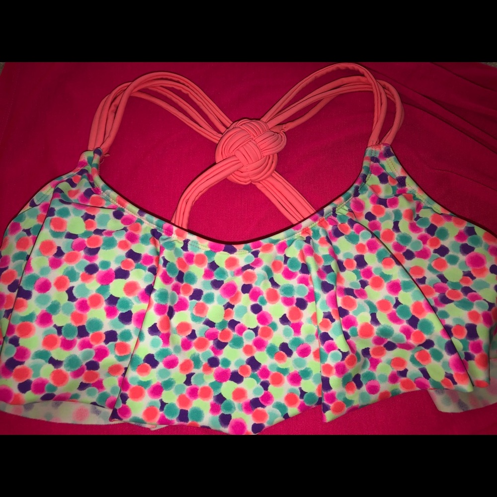Multi color fringe bikini top